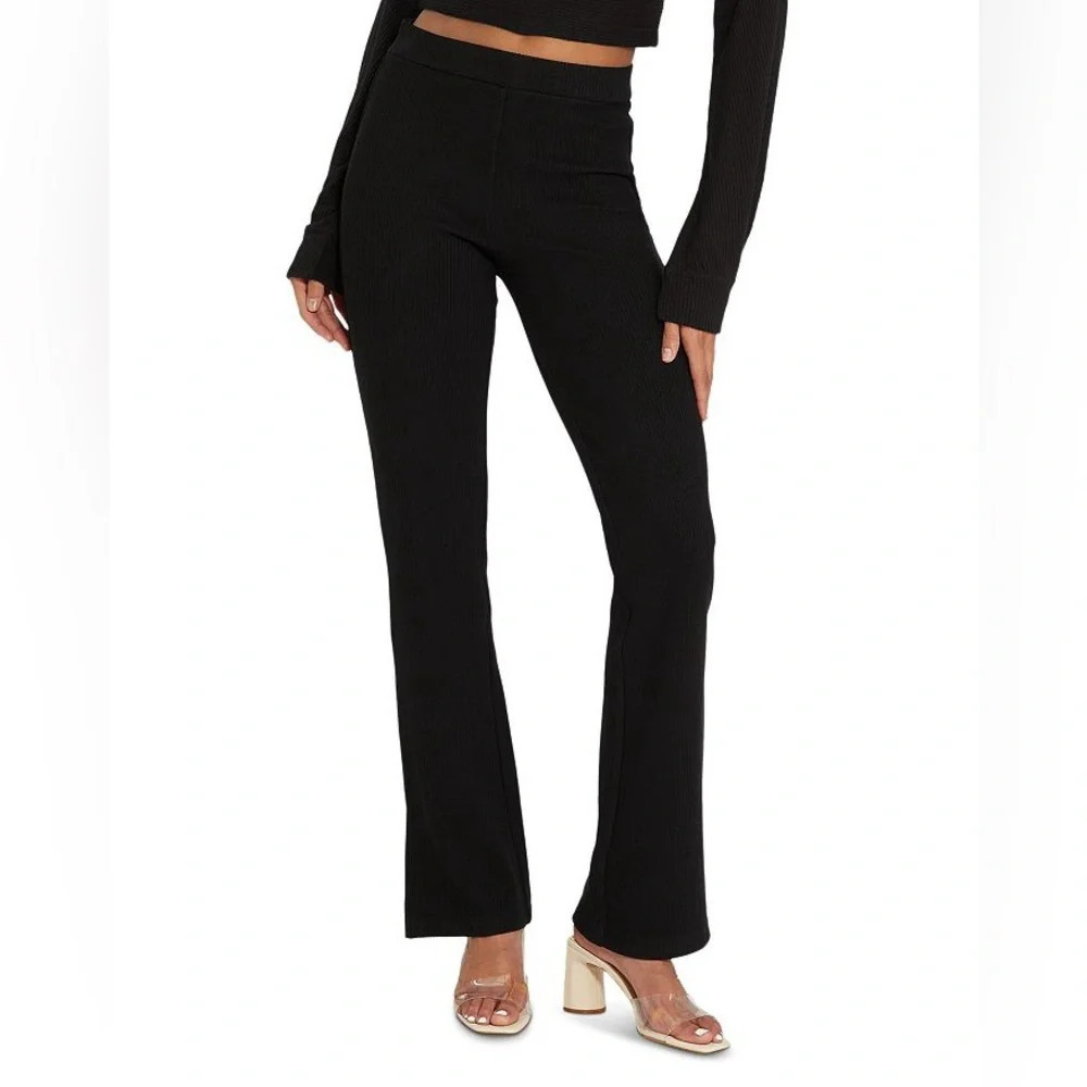 Anthropologie Sanctuary Women's The Kicker Flared Leggings Ribbed Black, XS